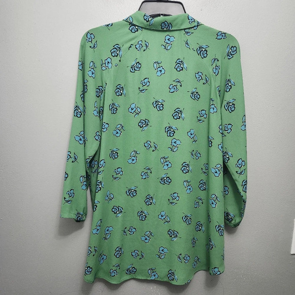 Cabi women's button-up blouse top size S floral green and blue - Picture 5 of 8